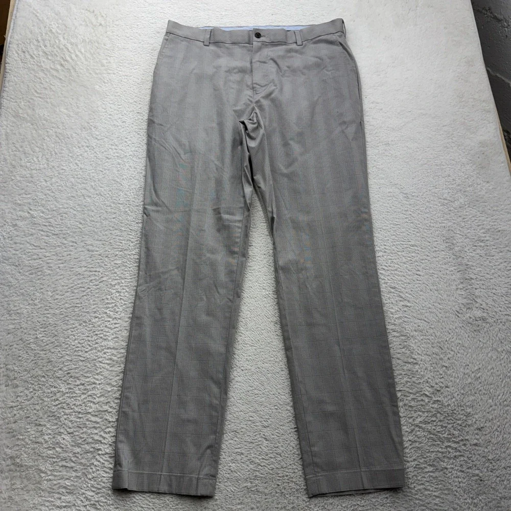 Brooks Brothers Milano Fit Grey Glen Plaid Advantage Chino Stretch Pants 36x32